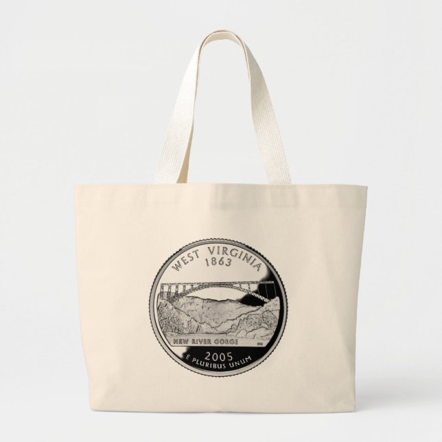 Faux West Virginia State Quarter Large Tote Bag (Front)