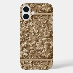 Faux Western wood carving pattern tiled iPhone 16 Plus Case
