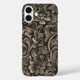 Faux Western wood carving pattern tiled iPhone 16 Plus Case
