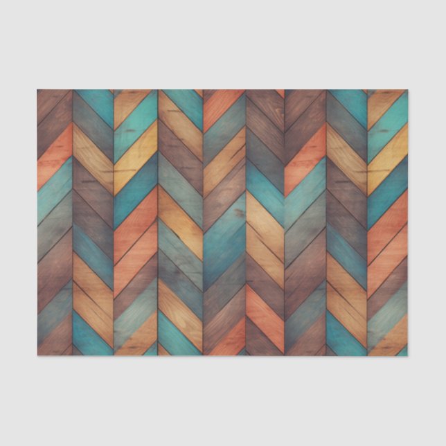 Faux Western wood tiled pattern Tissue Paper (Front)