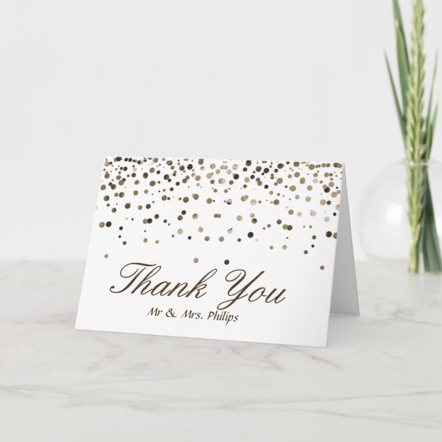Faux Whit Foil Confetti Elegant Sparkles Thank You (Front)