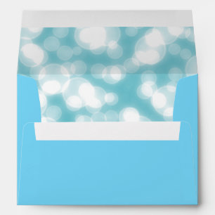 Faux White Blue Bokeh Confetti Foil Envelopes
