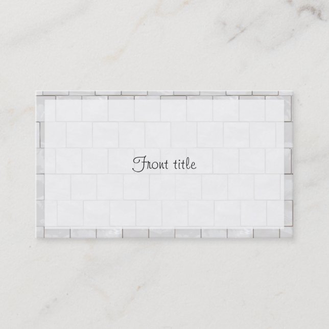 Faux White Decorative Marble Tile Background Business Card (Front)