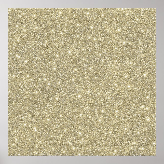Faux White Gold Glitter Elegant Chic Poster (Front)