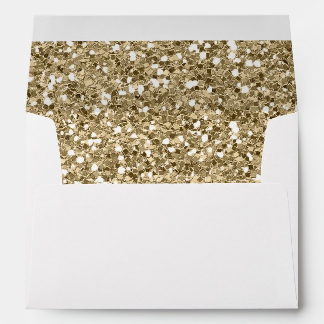 Faux White Gold Rainbow Glitter Confetti Envelopes (Back (Bottom))