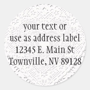 Faux White Lace Fabric Background Classic Round Sticker