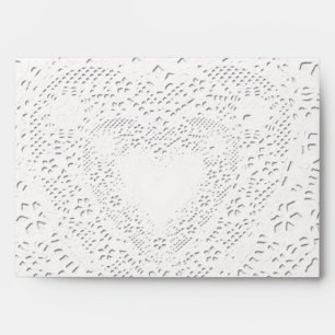 Faux White Lace Fabric Background Envelope