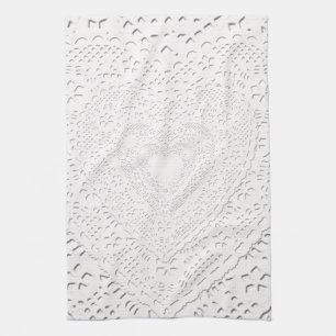 Faux White Lace Fabric Background Kitchen Towel