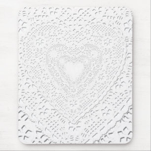 Faux White Lace Fabric Background Mouse Pad