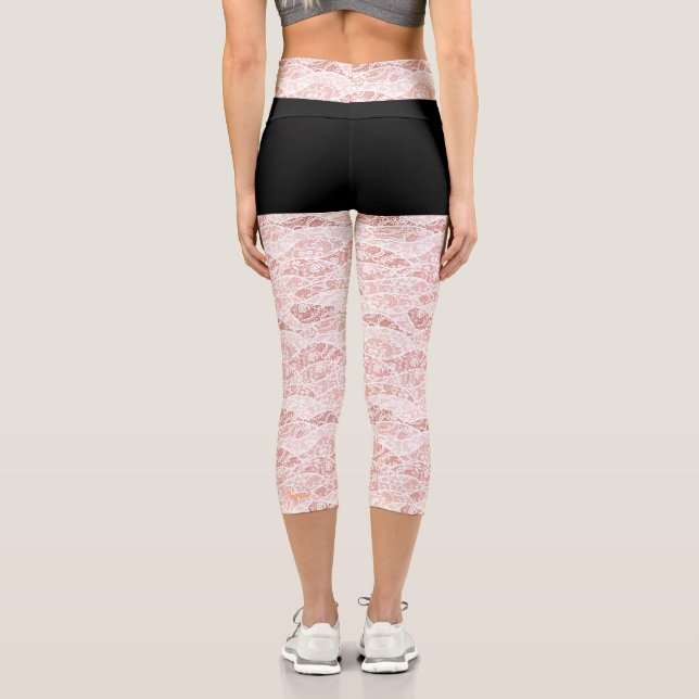 Faux White Lace Fishnet Capri Leggings (Back)