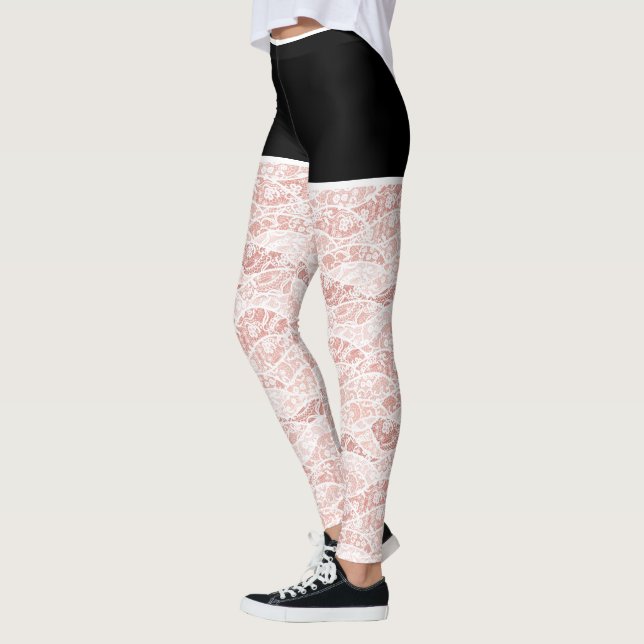 Faux White Lace Fishnet Leggings Funny (Left)