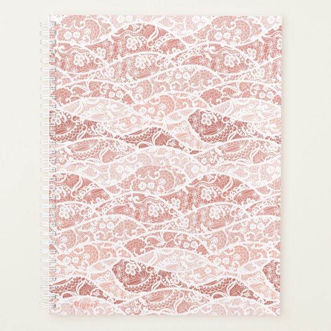 Faux White Lace Fishnet Planner (Front)