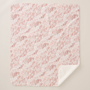 Faux White Lace Floral Fishnet Sherpa Blanket