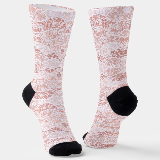 Faux White Lace Socks Fishnet (Angled)
