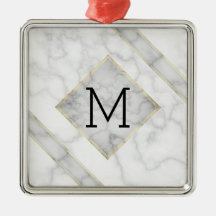 Faux White Marble & Beige Alabaster With Monogram