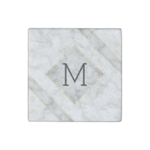Faux White Marble & Beige Alabaster With Monogram