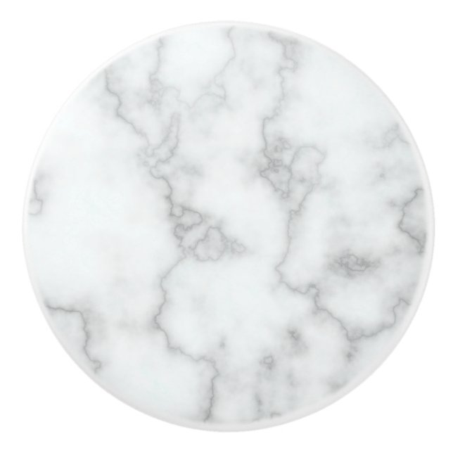 Faux White Marble Ceramic Knob (Front)