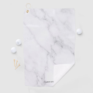 Faux White Marble Personalized Golf Towel
