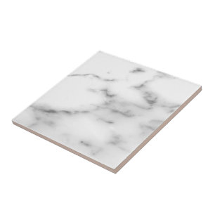 Faux white marble stone print custom ceramic tile