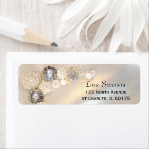 Faux White Pearls Boutons Diamond Adresse de retou