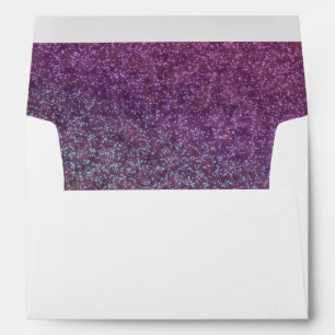 Faux White Purple Rainbow Glitter Confetti Envelope