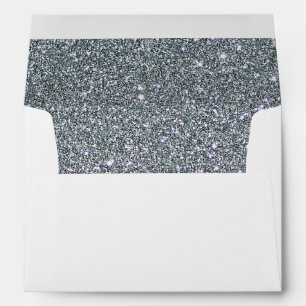 Faux White Silver Glitter Confetti Foil Sparkle Envelope