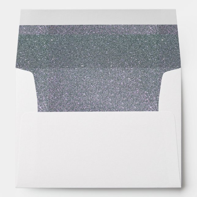 Faux White Silver Glitter Confetti Foil Sparkle Envelope (Back (Bottom))