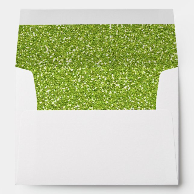 Faux White Silver Glitter Confetti Foil Sparkle Envelope (Back (Bottom))