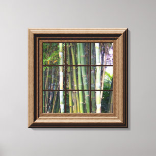Faux Window Scene Bamboo View Canvas Wall Art