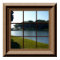 Faux Window View  Peaceful Landscape  Pond Grass