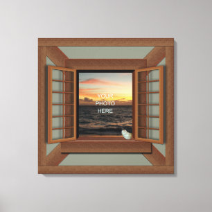 Faux Window With Seashell Custom  Canvas Wall Art