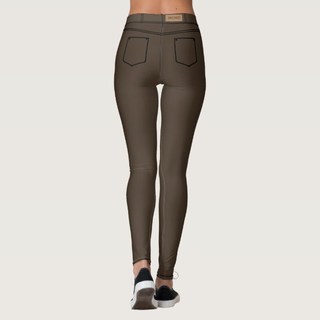 Faux Women's Brown Denim Jeans Leggings (Back)
