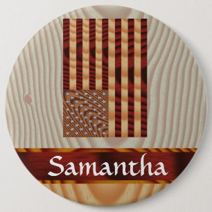 Faux wood American flag 6 Inch Round Button