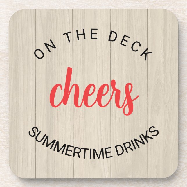 Faux Wood  Deck Cheers Coaster (Front)