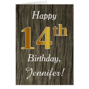 Faux Wood, Faux Gold 14e anniversaire + Nom person