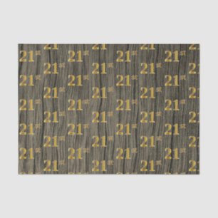 Faux Wood, Faux Gold 21st (Twenty-First) Event Tissue Paper