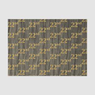 Faux Wood, Faux Gold 22nd (Twenty-Second) Event Tissue Paper