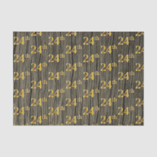 Faux Wood, Faux Gold 24th (Twenty-Fourth) Event Tissue Paper