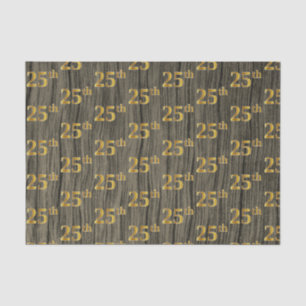 Faux Wood, Faux Gold 25th (Twenty-Fifth) Event Tissue Paper