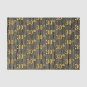 Faux Wood, Faux Gold 30th (Thirtieth) Event Tissue Paper