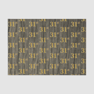 Faux Wood, Faux Gold 31st (Thirty-First) Event Tissue Paper