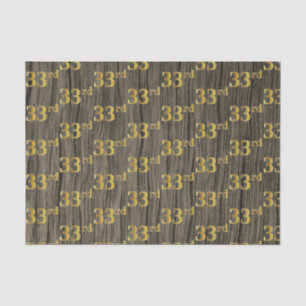 Faux Wood, Faux Gold 33rd (Thirty-Third) Event Tissue Paper