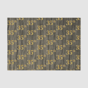 Faux Wood, Faux Gold 35th (Thirty-Fifth) Event Tissue Paper