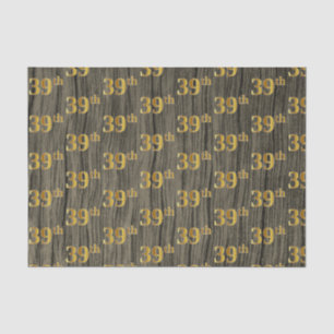 Faux Wood, Faux Gold 39th (Thirty-Ninth) Event Tissue Paper
