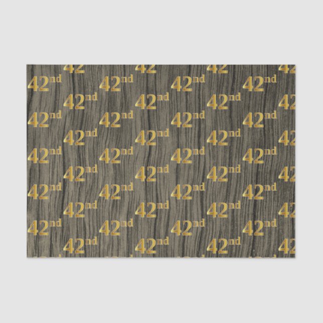 Faux Wood, Faux Gold 42nd (Forty-Second) Event Tissue Paper (Front)