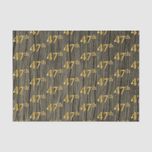 Faux Wood, Faux Gold 47th (Forty-Seventh) Event Tissue Paper