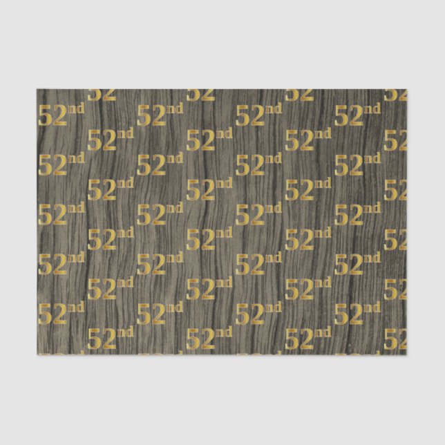 Faux Wood, Faux Gold 52nd (Fifty-Second) Event Tissue Paper (Front)