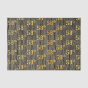 Faux Wood, Faux Gold 58th (Fifty-Eighth) Event Tissue Paper