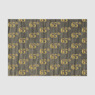 Faux Wood, Faux Gold 65th (Sixty-Fifth) Event Tissue Paper