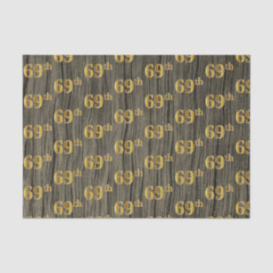 Faux Wood, Faux Gold 69th (Sixty-Ninth) Event Tissue Paper